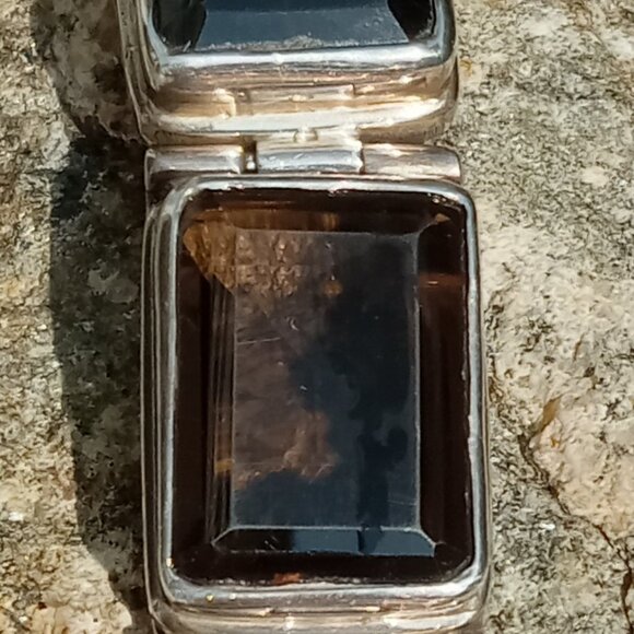 Chunky Smoky Quartz 925 Bracelet - Picture 3 of 5